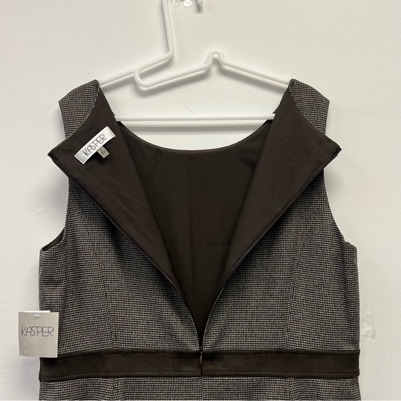 Kasper Plus Size Sleeveless Mini Houndstooth Sheath Dress, Brown/White Size 16 - Picture 10 of 16